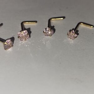Elegant 14K Gold And Cubic Zirconia Nose Stud